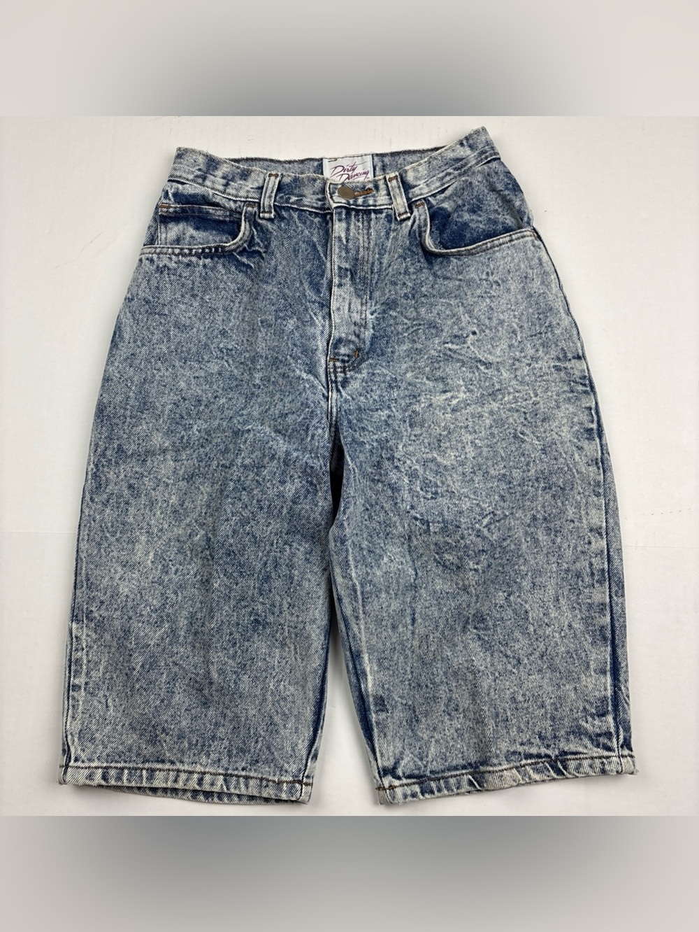 Vintage Dirty Dancing Women 9 10 Denim Shorts Acid Wash Bermuda Knee High Waist